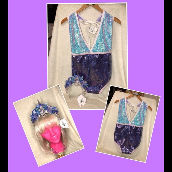 Circus Cirque Performance Dance Costume Leotard Bodysuit Purple Sparkles - Picture 6 of 7